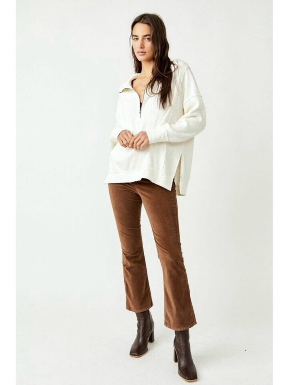 Free People In My Feelings Velvet Boho Distressed Crop Slim Flare Pants Size M
